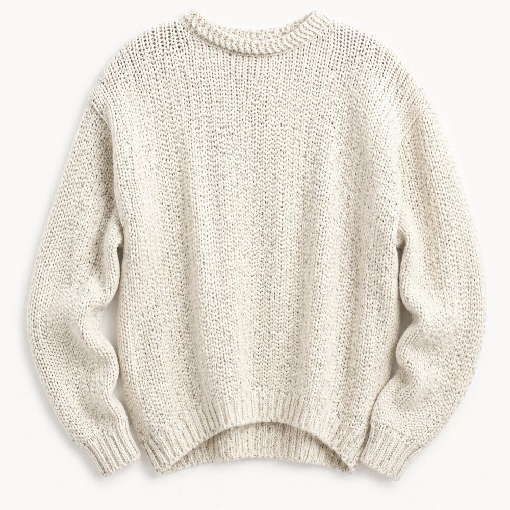 Alps Vintage 90s Mens Crew Neck Sweater Large Cream Marled Cotton Made in USA